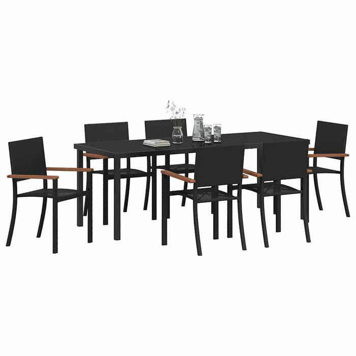 Set de masă pentru grădină 7 pcs Negru - WALTI WALTI