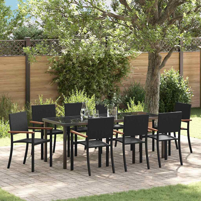 Set de masă pentru grădină 9 pcs Negru - WALTI WALTI