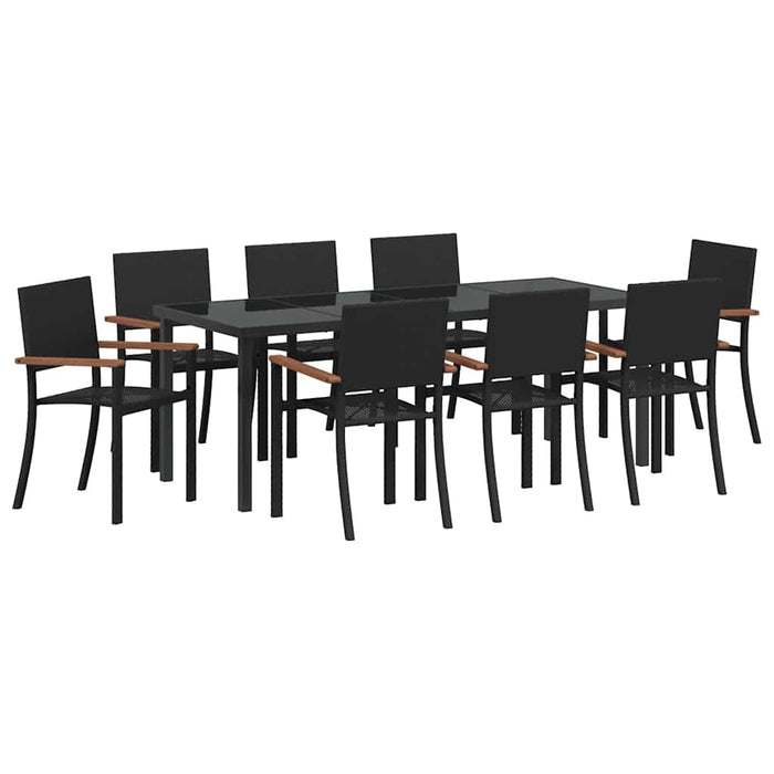 Set de masă pentru grădină 9 pcs Negru - WALTI WALTI