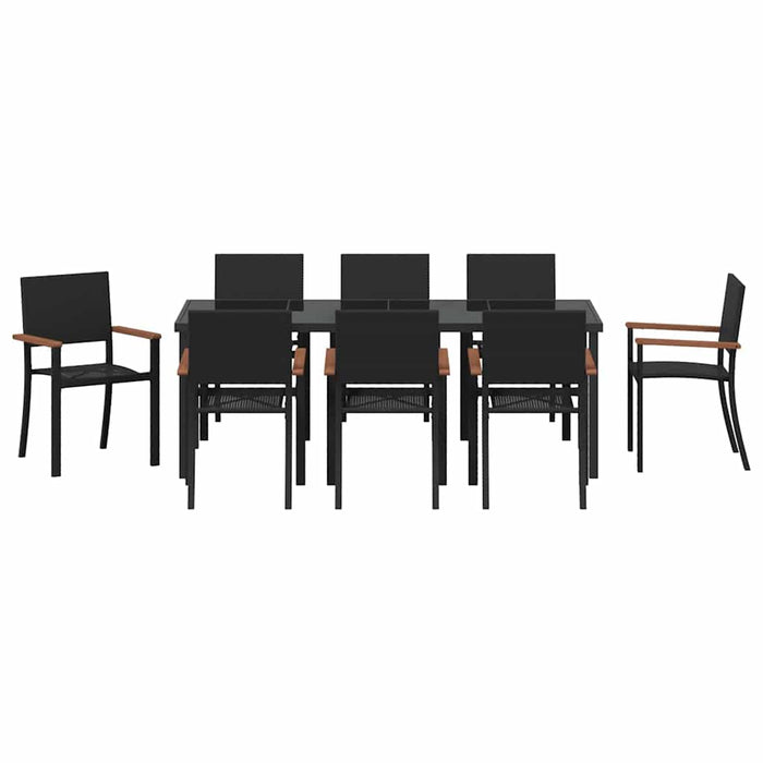 Set de masă pentru grădină 9 pcs Negru - WALTI WALTI