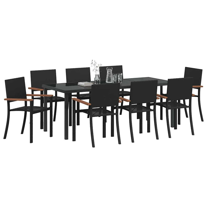 Set de masă pentru grădină 9 pcs Negru - WALTI WALTI