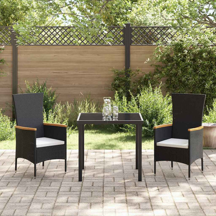 Set de mese grădină cu pernă 3 pcs Negru 80 x 80 x 73 cm - WALTI WALTI
