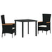 Set de mese grădină cu pernă 3 pcs Negru 80 x 80 x 73 cm - WALTI WALTI