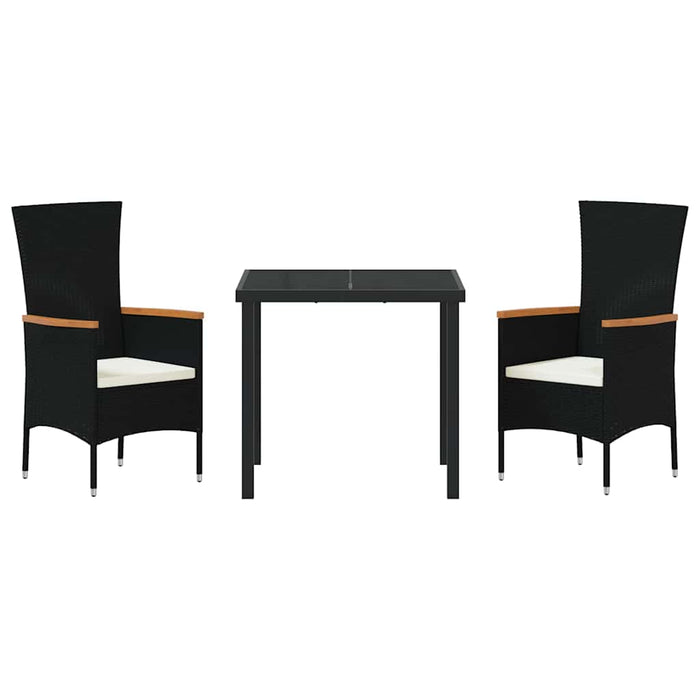 Set de mese grădină cu pernă 3 pcs Negru 80 x 80 x 73 cm - WALTI WALTI