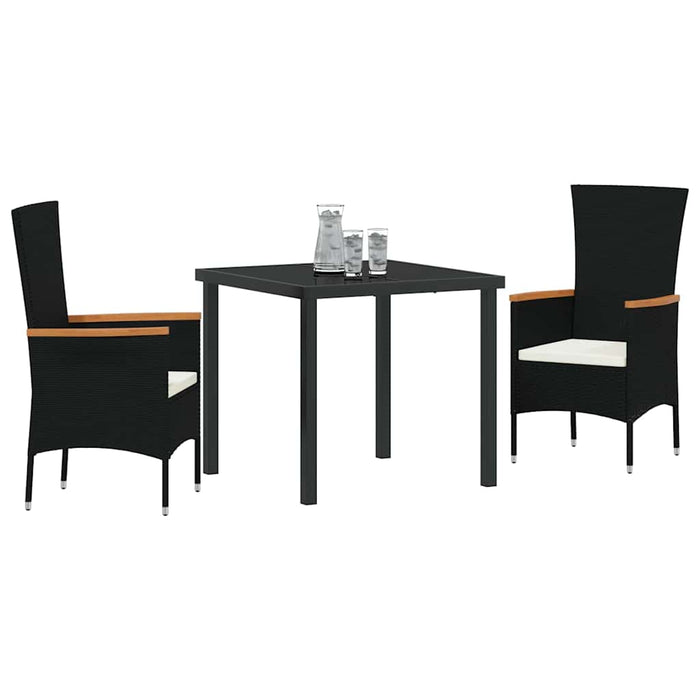 Set de mese grădină cu pernă 3 pcs Negru 80 x 80 x 73 cm - WALTI WALTI