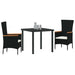 Set de mese grădină cu pernă 3 pcs Negru 80 x 80 x 73 cm - WALTI WALTI