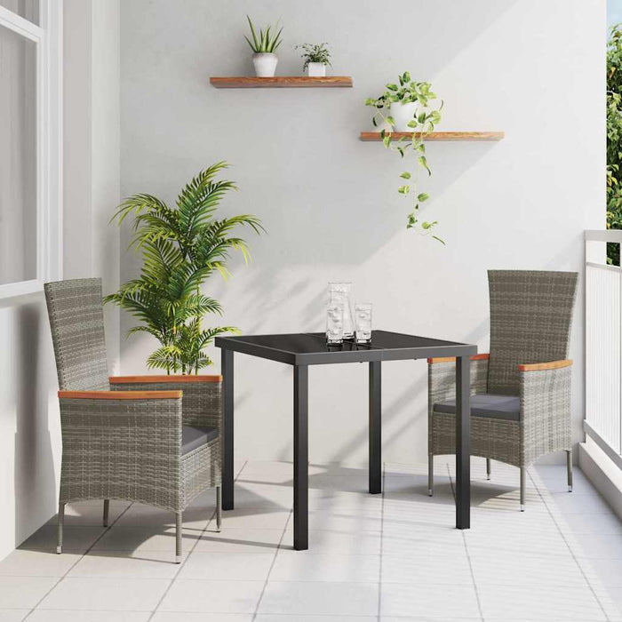 Scaune de grădină cu pernă 3 pcs Gri 80 x 80 x 73 cm - WALTI WALTI