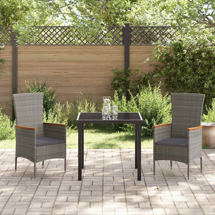 Scaune de grădină cu pernă 3 pcs Gri 80 x 80 x 73 cm - WALTI WALTI