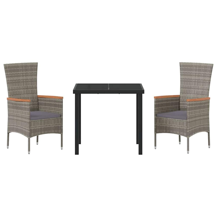 Scaune de grădină cu pernă 3 pcs Gri 80 x 80 x 73 cm - WALTI WALTI