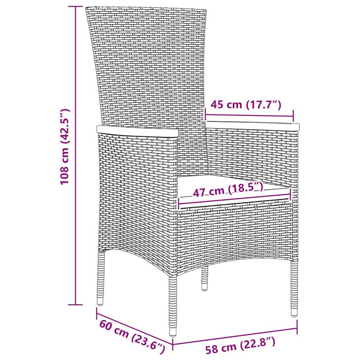 Scaune de grădină cu pernă 3 pcs Gri 80 x 80 x 73 cm - WALTI WALTI