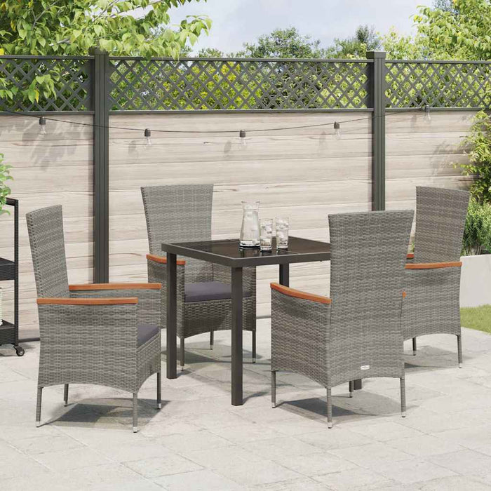 Set Masă Grădină cu pernă 5 pcs Gri 80 x 80 x 73 cm - WALTI WALTI