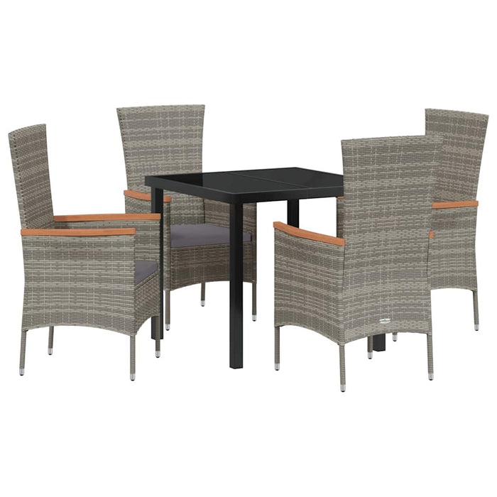 Set Masă Grădină cu pernă 5 pcs Gri 80 x 80 x 73 cm - WALTI WALTI