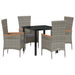 Set Masă Grădină cu pernă 5 pcs Gri 80 x 80 x 73 cm - WALTI WALTI