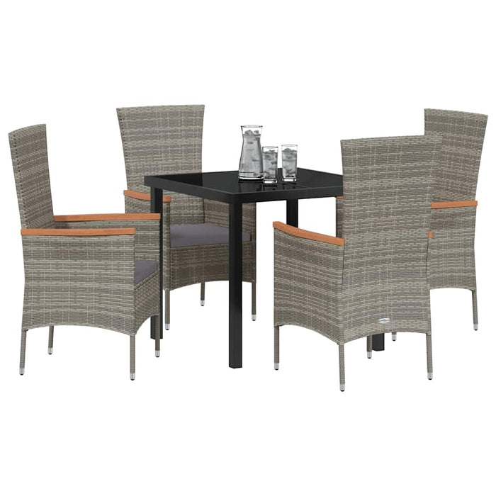 Set Masă Grădină cu pernă 5 pcs Gri 80 x 80 x 73 cm - WALTI WALTI
