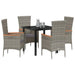 Set Masă Grădină cu pernă 5 pcs Gri 80 x 80 x 73 cm - WALTI WALTI