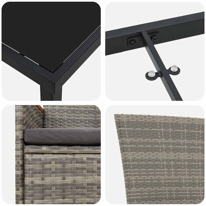 Set masă grădină cu pernă 5 pcs Gri 140 x 70 x 73 cm - WALTI WALTI