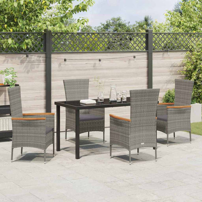 Set masă grădină cu pernă 5 pcs Gri 140 x 70 x 73 cm - WALTI WALTI