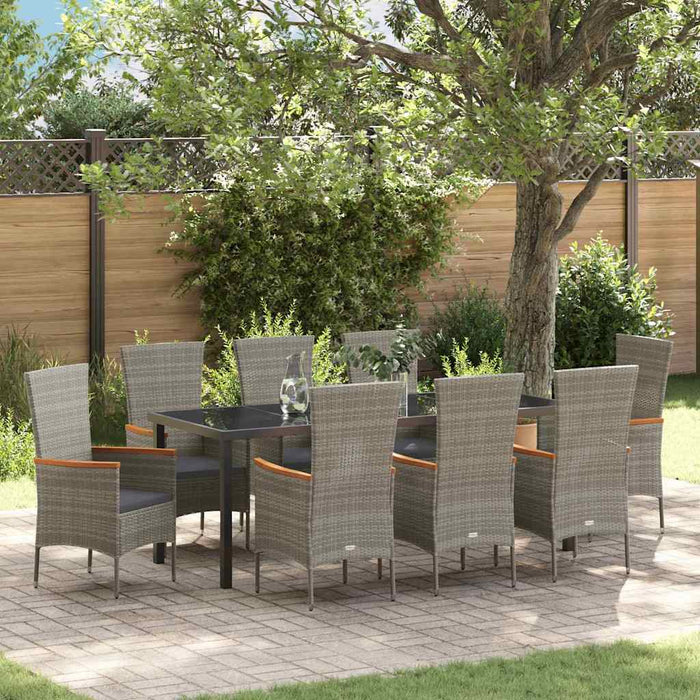 Set de masă pentru grădină 9 pcs Gri Oțel vopsit electrostatic - WALTI WALTI