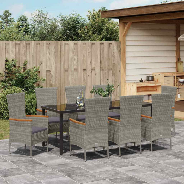 Set de masă pentru grădină 9 pcs Gri Oțel vopsit electrostatic - WALTI WALTI
