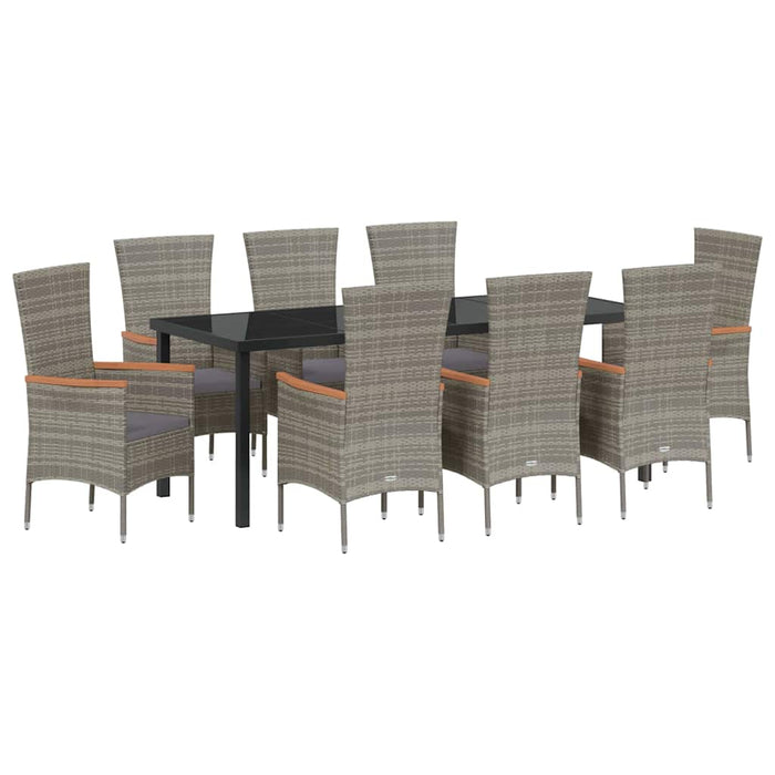 Set de masă pentru grădină 9 pcs Gri Oțel vopsit electrostatic - WALTI WALTI