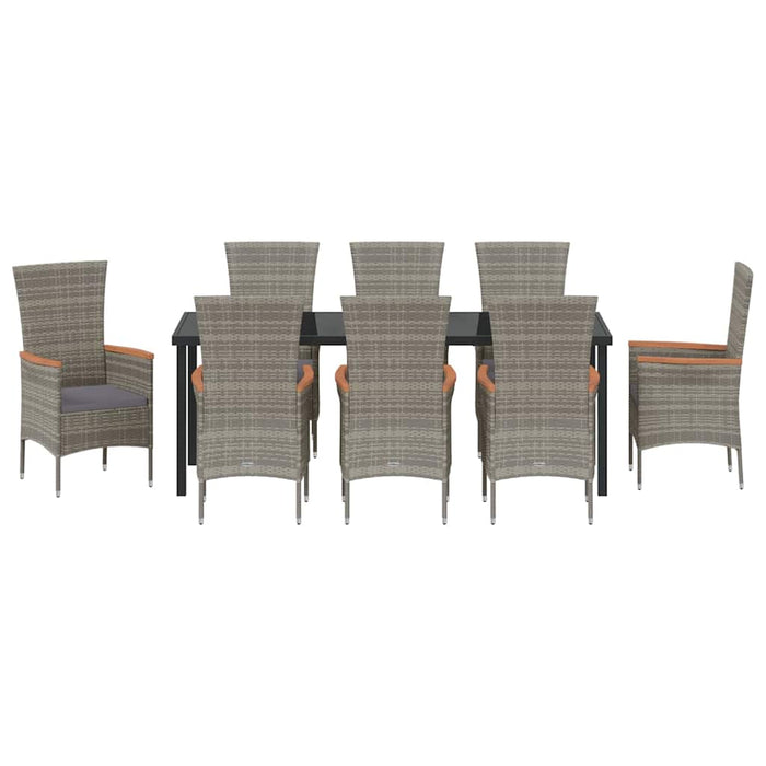 Set de masă pentru grădină 9 pcs Gri Oțel vopsit electrostatic - WALTI WALTI