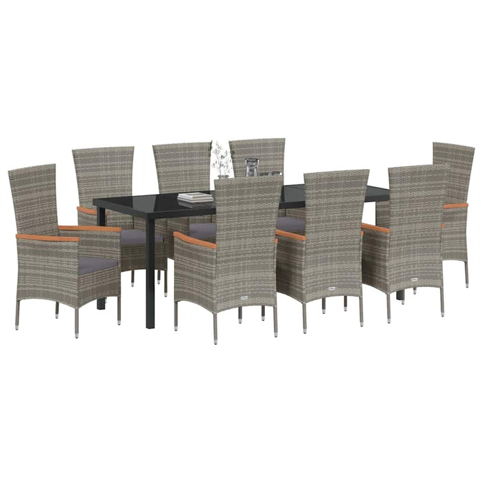 Set de masă pentru grădină 9 pcs Gri Oțel vopsit electrostatic - WALTI WALTI