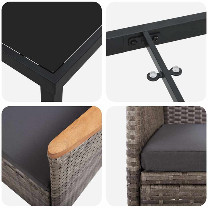 Scaune de exterior cu pernă 5 pcs Gri 80 x 80 x 73 cm Rattan PE - WALTI WALTI