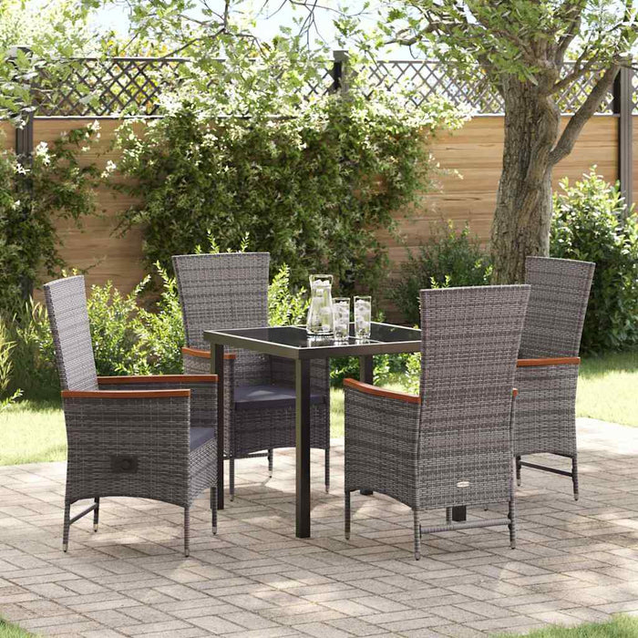 Scaune de exterior cu pernă 5 pcs Gri 80 x 80 x 73 cm Rattan PE - WALTI WALTI