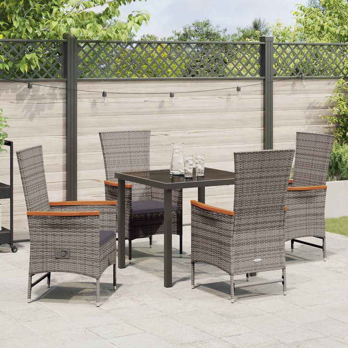 Scaune de exterior cu pernă 5 pcs Gri 80 x 80 x 73 cm Rattan PE - WALTI WALTI