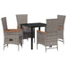 Scaune de exterior cu pernă 5 pcs Gri 80 x 80 x 73 cm Rattan PE - WALTI WALTI