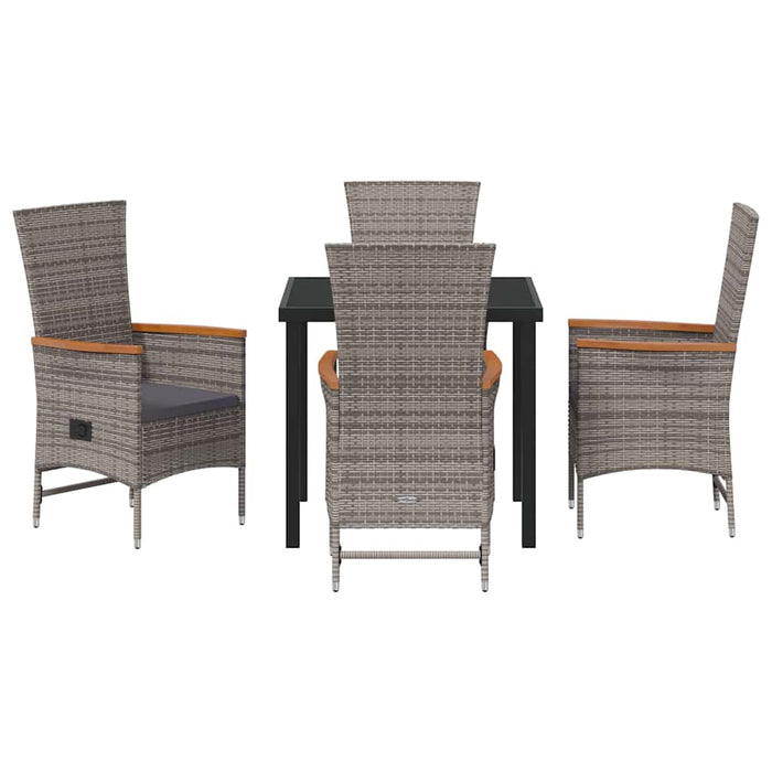 Scaune de exterior cu pernă 5 pcs Gri 80 x 80 x 73 cm Rattan PE - WALTI WALTI