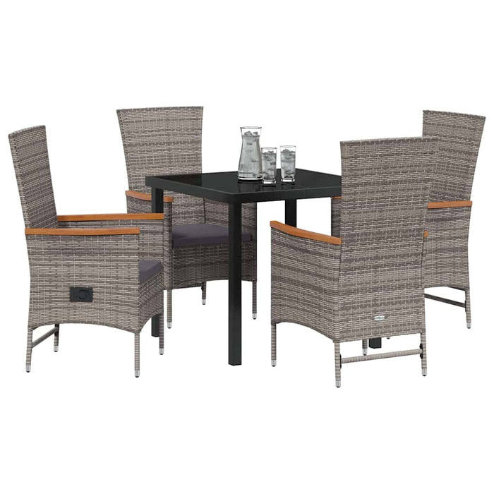 Scaune de exterior cu pernă 5 pcs Gri 80 x 80 x 73 cm Rattan PE - WALTI WALTI
