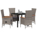 Scaune de exterior cu pernă 5 pcs Gri 80 x 80 x 73 cm Rattan PE - WALTI WALTI