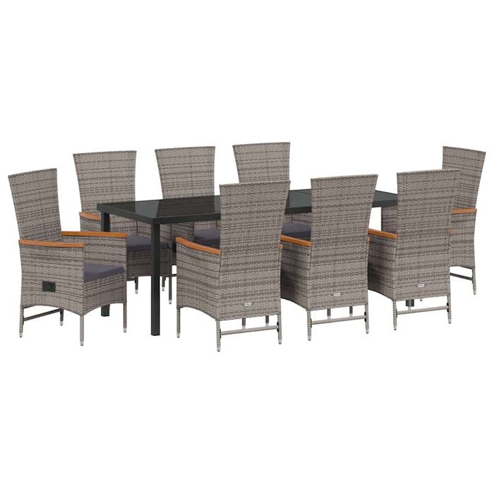 Set de masă pentru grădină 9 pcs Gri Oțel vopsit electrostatic - WALTI WALTI