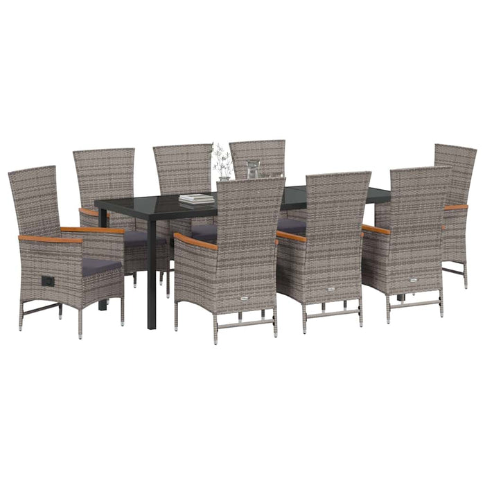 Set de masă pentru grădină 9 pcs Gri Oțel vopsit electrostatic - WALTI WALTI