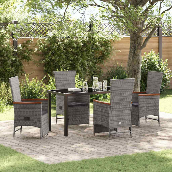 Set de masă pentru grădină cu pernă 5 pcs Gri Rattan poli - WALTI WALTI