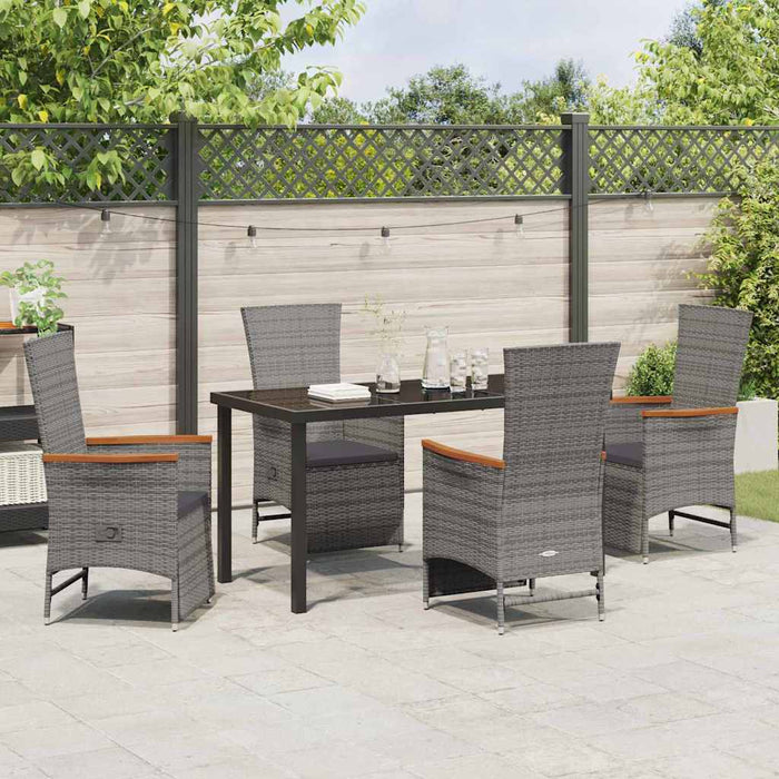 Set de masă pentru grădină cu pernă 5 pcs Gri Rattan poli - WALTI WALTI