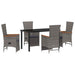 Set de masă pentru grădină cu pernă 5 pcs Gri Rattan poli - WALTI WALTI