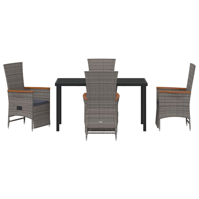 Set de masă pentru grădină cu pernă 5 pcs Gri Rattan poli - WALTI WALTI