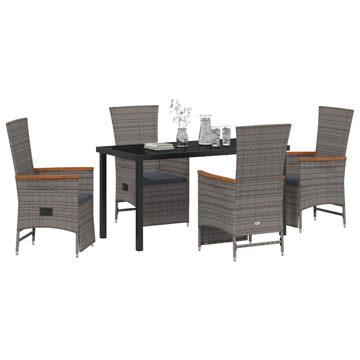 Set de masă pentru grădină cu pernă 5 pcs Gri Rattan poli - WALTI WALTI