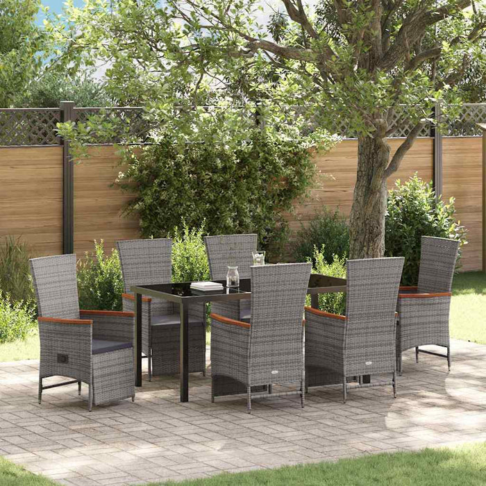 Set de masă pentru grădină cu pernă 7 pcs Gri poliratan - WALTI WALTI