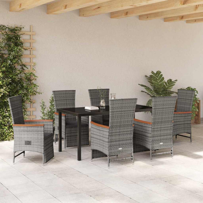 Set de masă pentru grădină cu pernă 7 pcs Gri poliratan - WALTI WALTI