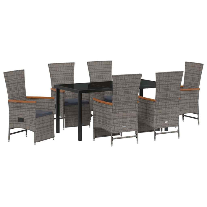 Set de masă pentru grădină cu pernă 7 pcs Gri poliratan - WALTI WALTI