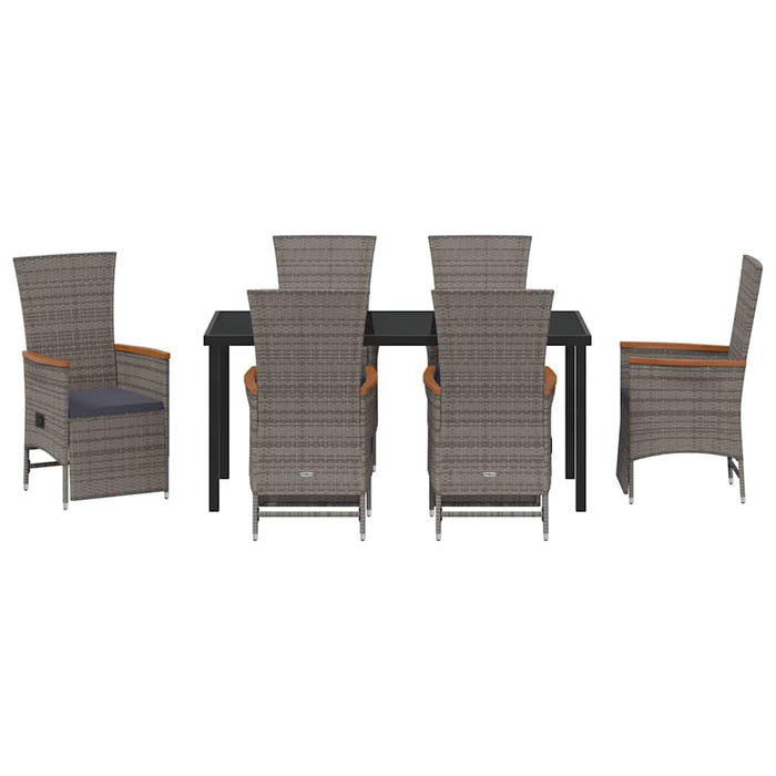 Set de masă pentru grădină cu pernă 7 pcs Gri poliratan - WALTI WALTI