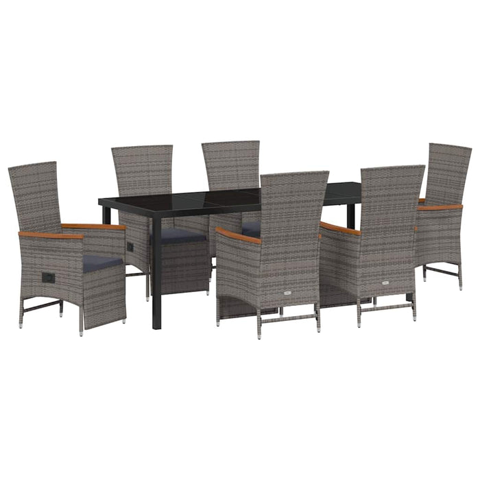 Set de masă pentru grădină cu pernă 7 pcs Gri poliratan - WALTI WALTI
