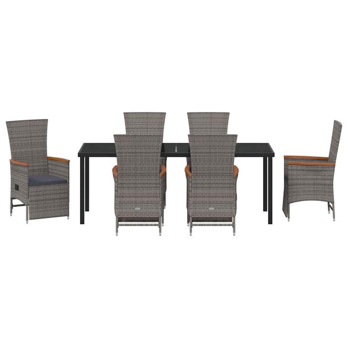 Set de masă pentru grădină cu pernă 7 pcs Gri poliratan - WALTI WALTI