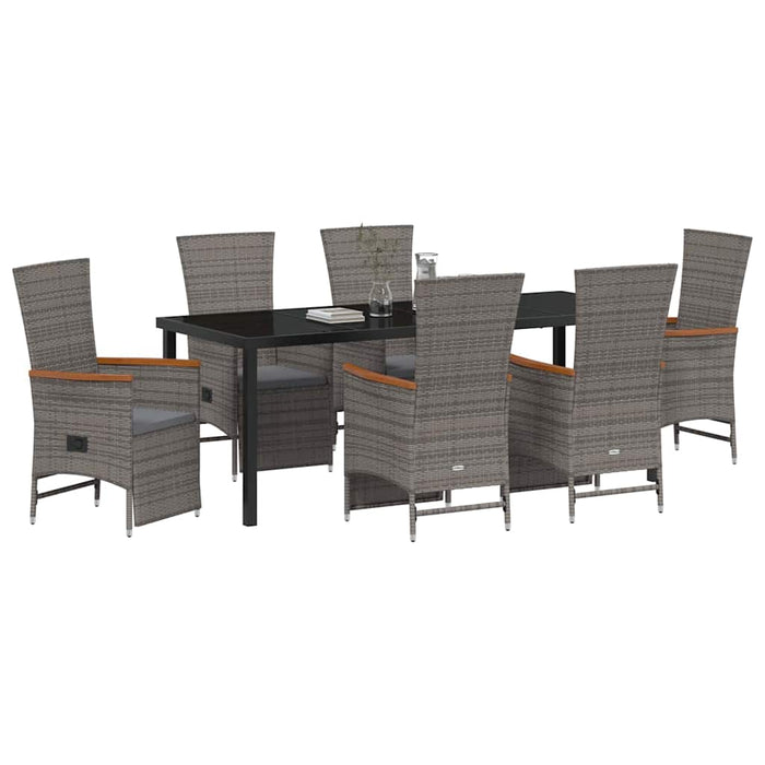 Set de masă pentru grădină cu pernă 7 pcs Gri poliratan - WALTI WALTI
