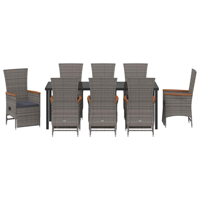 Set de masă pentru grădină cu pernă 9 pcs Gri poliratan - WALTI WALTI