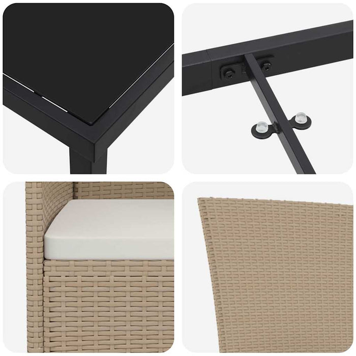 Set de Masă pentru Grădină 5 pcs Bej Negru 140 x 70 x 73 cm - WALTI WALTI