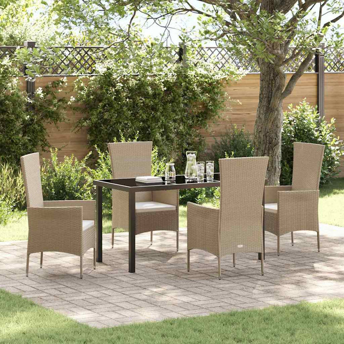 Set de Masă pentru Grădină 5 pcs Bej Negru 140 x 70 x 73 cm - WALTI WALTI